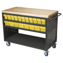 Akro-Mils® Louvered Cart, Large, Charcoal, 49" L x 24" W x 37-1/2" H, 38 Yellow Bins - 1389681