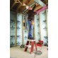 Louisville Ladder 34 3/8'' Fiberglass Stepladder w/ Casters & Handle, 300 lbs., Type IA - 1329522