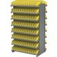 Double-Sided Pick Rack, 16 12" Deep Shelves, 192 Yellow Shelf Bins