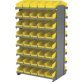 Double-Sided Pick Rack, 16 12" Deep Shelves, 80 Yellow Shelf Bins