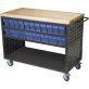 Louvered Cart, Large, Charcoal, 49" L x 24" W x 37-1/2" H, 38 Blue Bins