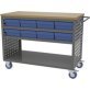 Louvered Cart, Large, Charcoal, 49" L x 24" W x 37-1/2" H, 16 Blue Bins